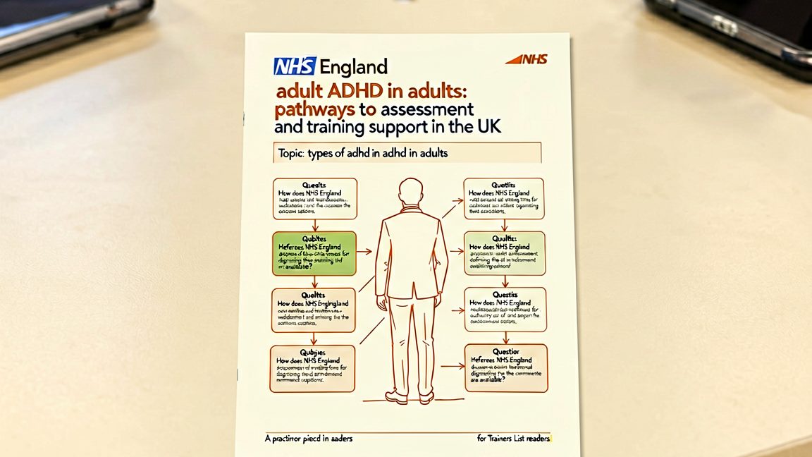 Printed NHS England adult ADHD assessment pathway leaflet